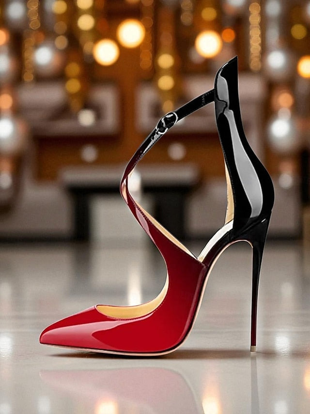 - Stiletto Heels Leather Strappy Purple Women's Patent