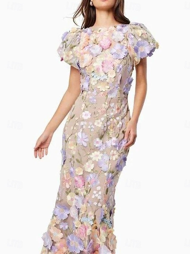 Mermaid Floral Embroidered Lace Dresses Elegant Dress Wedding