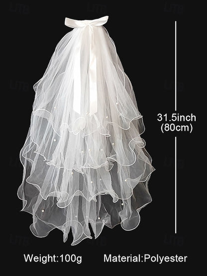 Satin Ivory Veil and Bridal - Elegant Ribbon Soft Tulle with