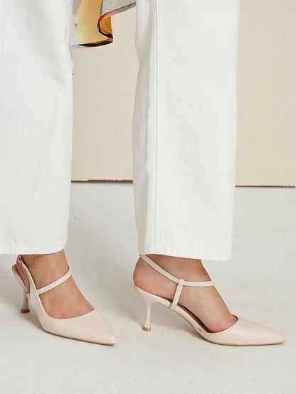 Kitten Pumps – Women's Slingback Elegant Heel Nude