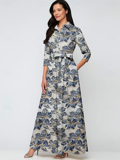 Brocade A-Line Elegant Formal Evening Gown Dress Jacquard