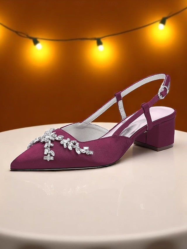 Women's Satin Heels Slingback Black