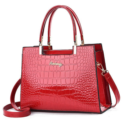Sac à main élégant en cuir pour femme à motif crocodile noir |