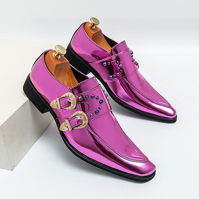 Buckle Dress Pink – Metallic Men's Shoes Fashion Loafers