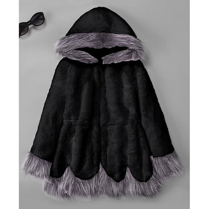 Coat Jacket White Faux Women's Fur Long Black Sherpa
