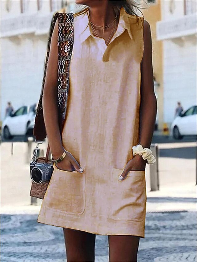 Women's Blue Black White Summer Spring Mini Dress Cotton