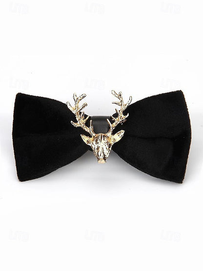 Gold Tie Pin Head Velvet with Men's Bow Deer