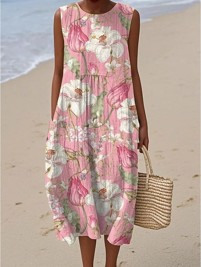 Women's Midi Dress Sundress Shift Dress Vacation Casual