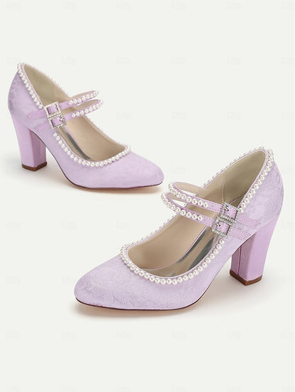 Lace Pearl Jane Women's Embellished - Purple Mary Heels