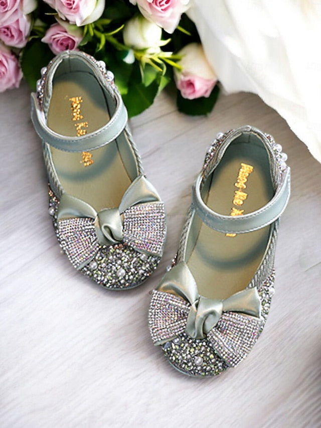 Girls' Jane Sparkly Rhinestone Bow Shoes Glitter Mary –