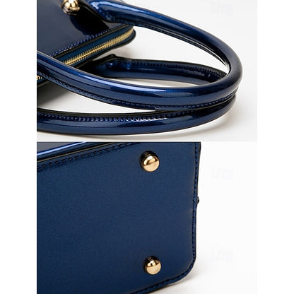 - Patent Green Women's Elegant Bag Shiny Leather Tote
