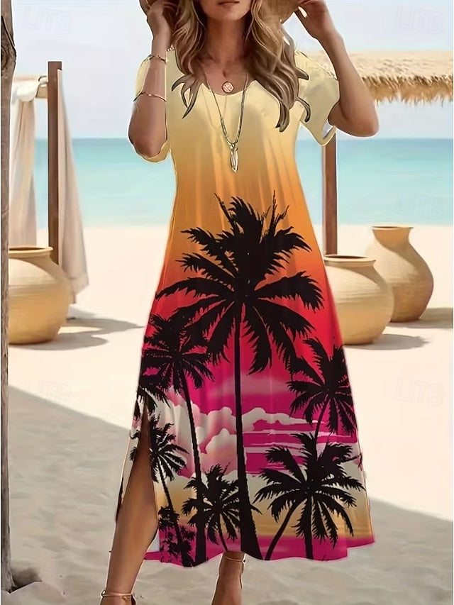 Women's Maxi Dress T Shirt Dress Tee Dress Vacation Outdoor
