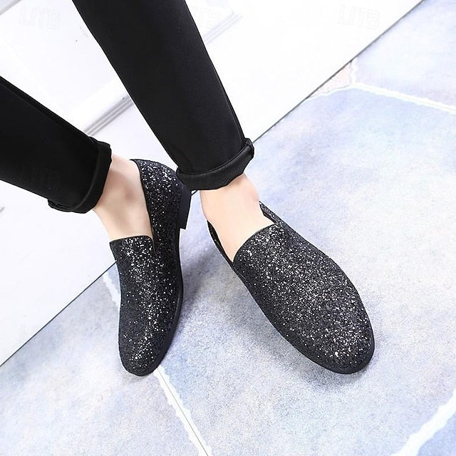Glitter Loafers Red - Slip On Men's