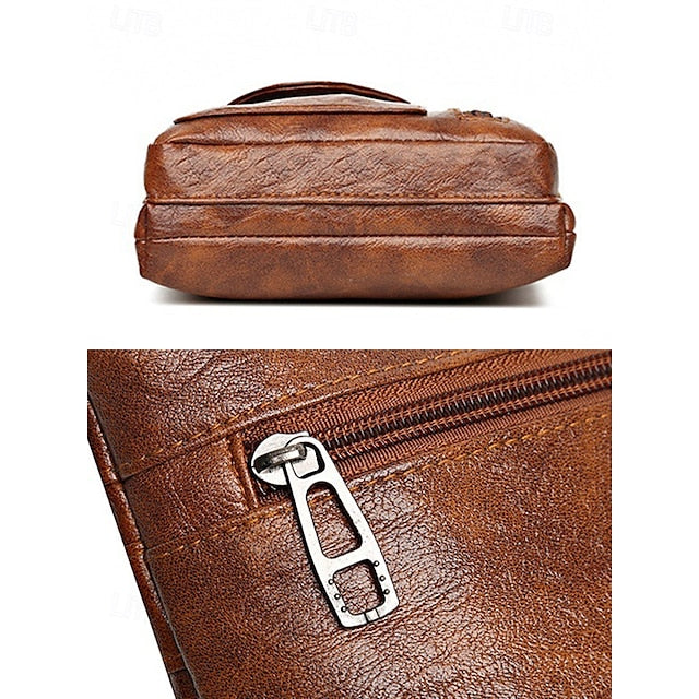 Leder Vintage Multi-Pocket Crossbody Damen Faux - Tasche