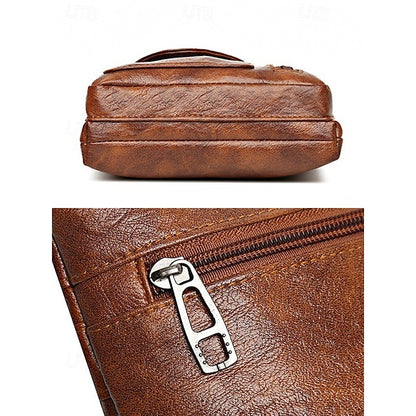 Leder Vintage Multi-Pocket Crossbody Damen Faux - Tasche