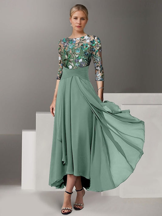 A-Line the Overskirt Bride of Embroidered Elegant Dress Mother