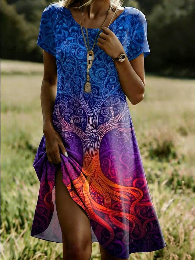 Women's Midi Dress T Shirt Dress Tee Dress Sundress A Line