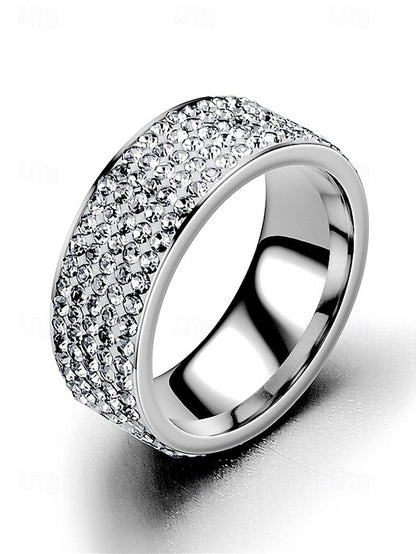 Wide Pave with Full Rings Band Rhinestone Men's