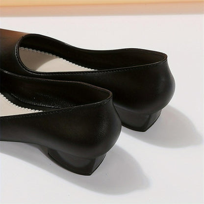 – Classic Heel Women's Toe Slip-On Black Low Pumps Round