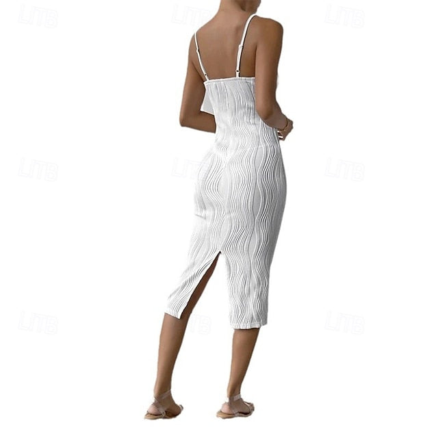 Women's Midi Dress White Dress Graduation Dress Slip Dress