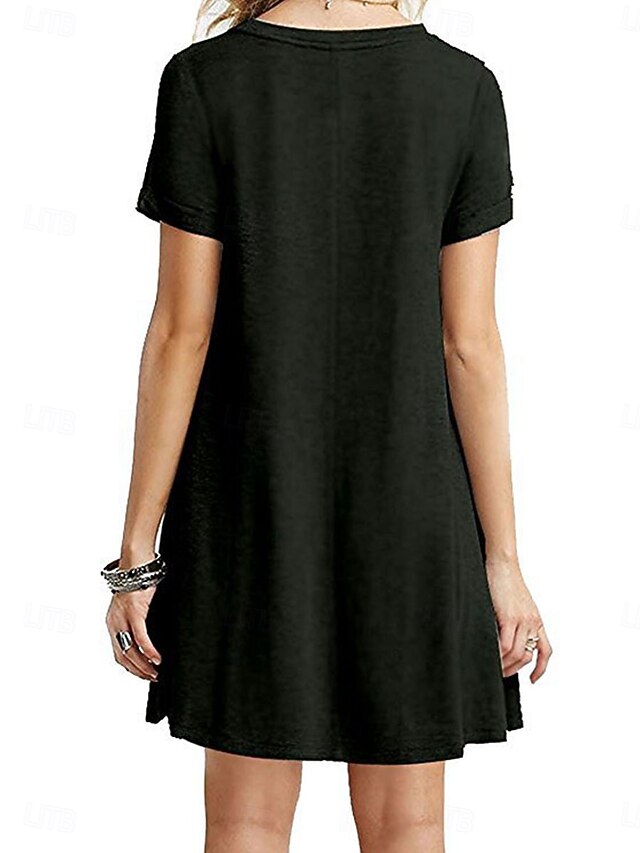 Women's Mini Dress T Shirt Dress Tee Dress Solid Color