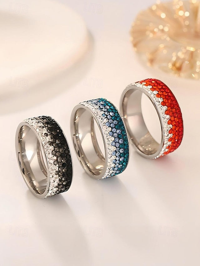 Steel Stainless Christmas Ring Stylish Men's – Red