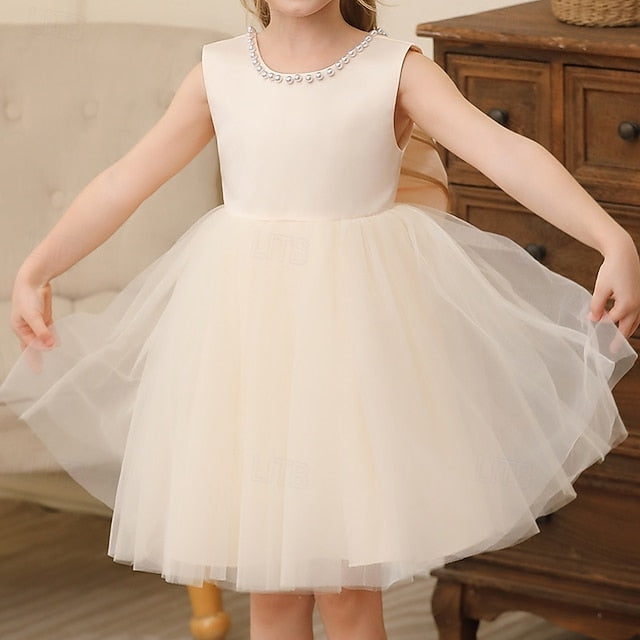 Party Girls' Kids Sleeveless Color Solid Dress Wedding