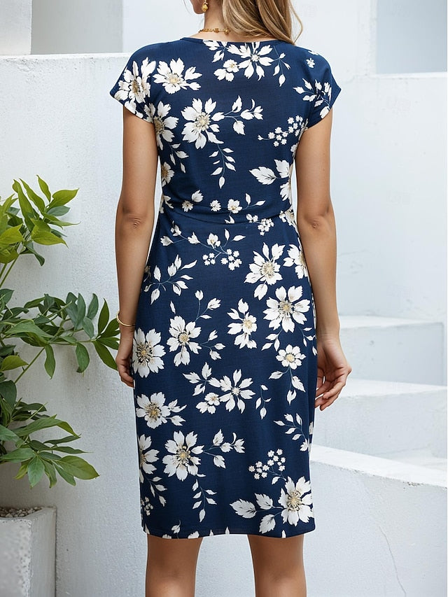 Women's Midi Dress Sheath Dress Floral Crew Neck Short