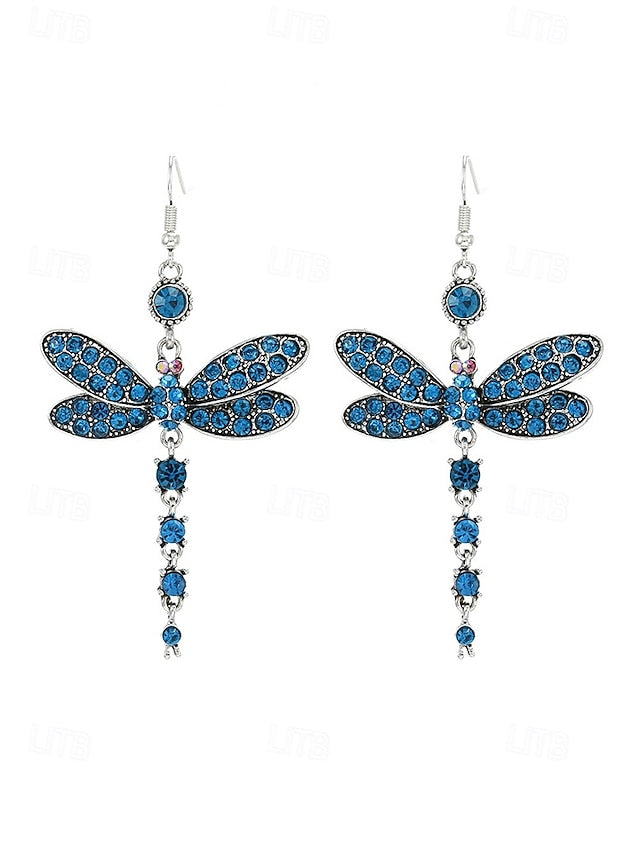 – Colorful Earrings Dragonfly Vintage Crystal Style