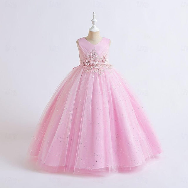 Dress Flower Girls' Kids Girl Color Solid Party