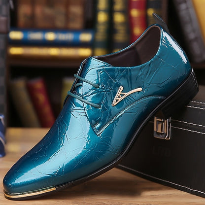 Purple Men's Patent Bold Shiny Shoes – Lace-Up