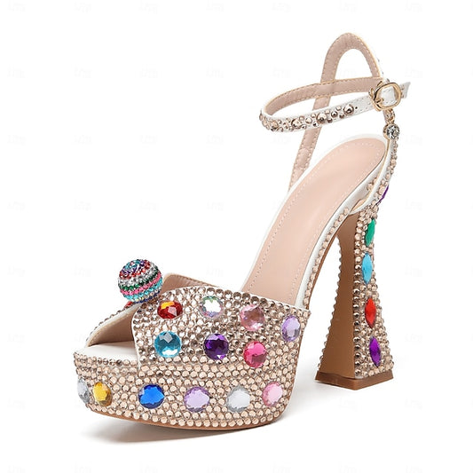 – Sandals Platform Colorful Women's Rhinestone Sparkly