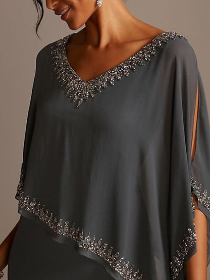 Bride V Mother the Wedding Sheath Elegant Guest Dress Neck of
