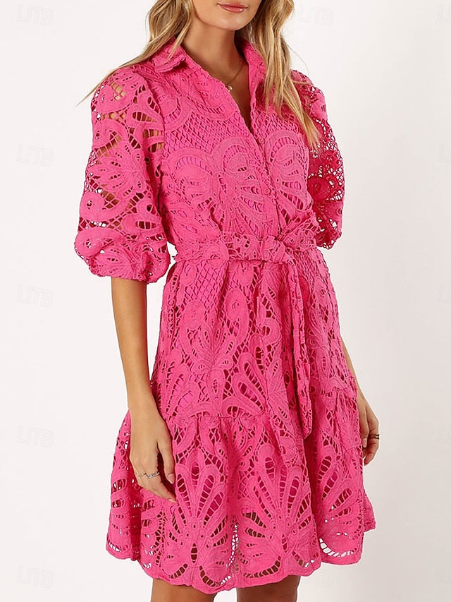 Women's Midi Dress Black Dress Lace Dress Cocktail Dress