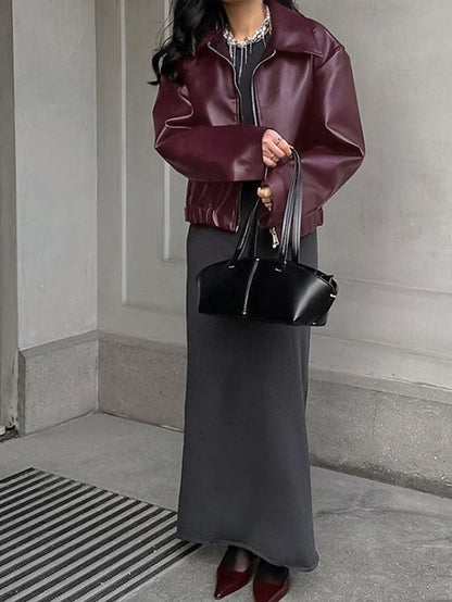 Comfortable Pocket Leather Women's Warm Faux Jacket Zipper