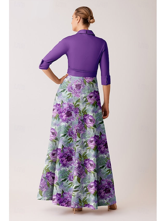 Elegant of Bride Bateau Blue Neck the A-Line Purple Mother Dress