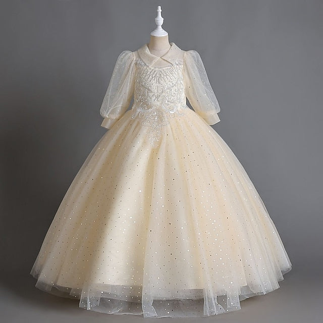 Girls' Color Dress Kids Flower Girl Half Solid Party