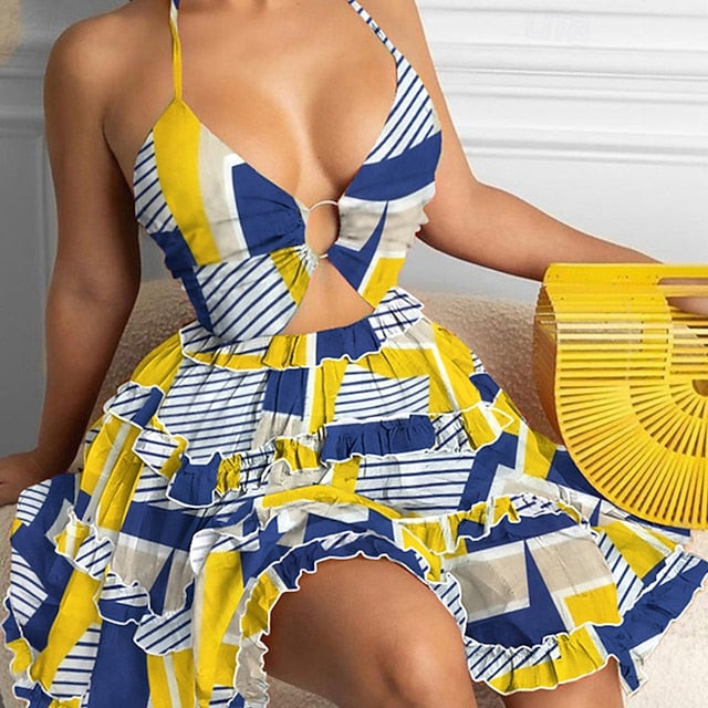 Women's Mini Dress Tiered Dress Floral Dress Print Dress