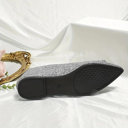 Glitter Flats Rhinestone Silver with Embellished Women's