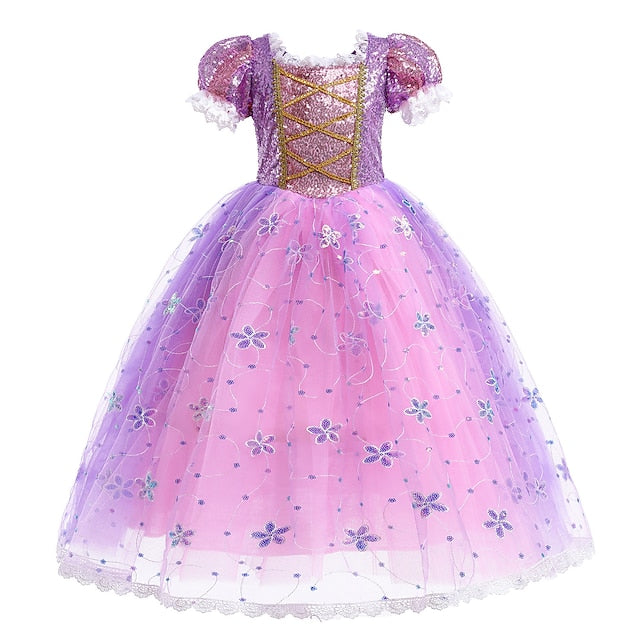 Cosplay Girl Rapunzel Princess Flower Cloak Dress