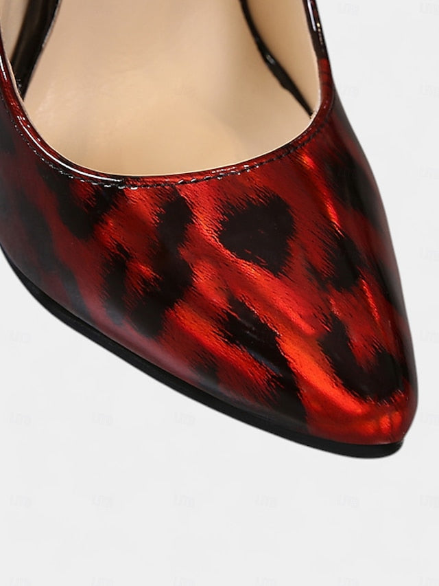Red Leopard Sexy Print Women's Patent – Pumps Stiletto