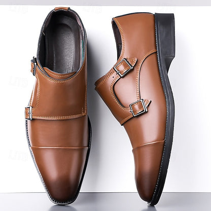 – Shoes Elegant Men's Monk Strap Dress Leather Double
