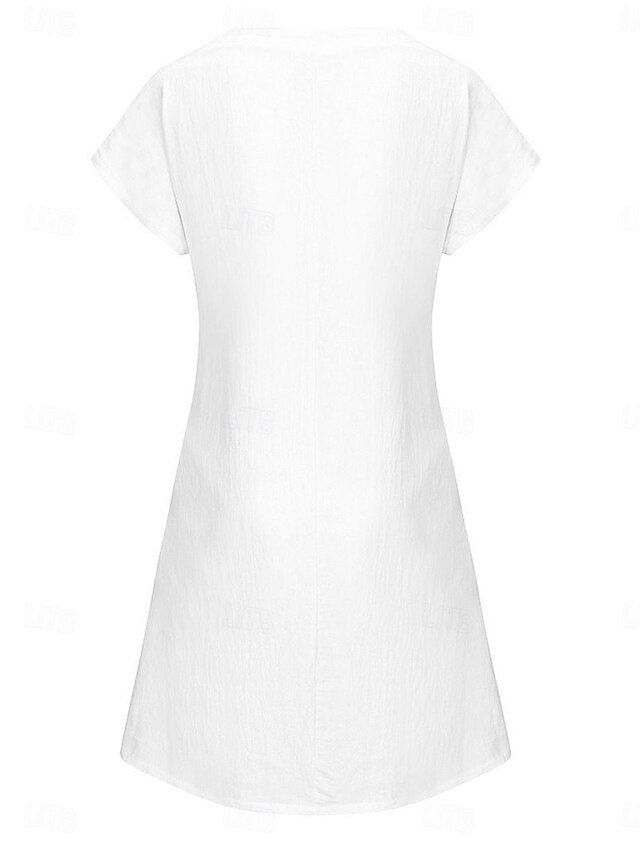 Women's Blue White Purple Summer Spring Midi Dress Faux