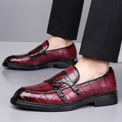 Pattern – Faux Crocodile Leather with Brown Men's Loafers