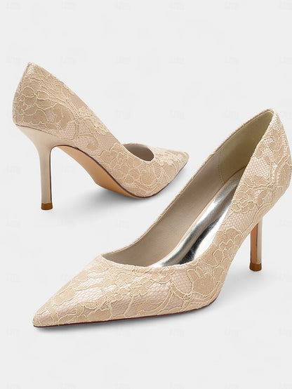 Pointed-Toe Lace-Embroidered Stiletto - Heels Women's