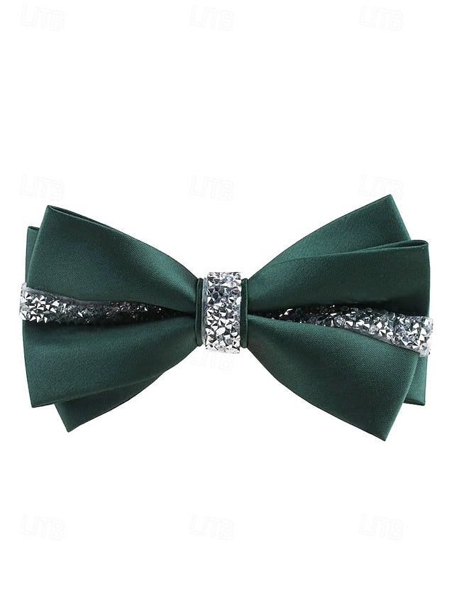 with Crystal Embellishment Bow Burgundy Tie – Satin Elegant