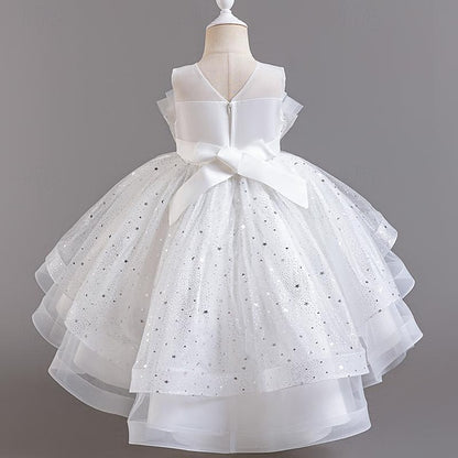 Flower Sequin Party Kids Girl Sleeveless Girls' Dress