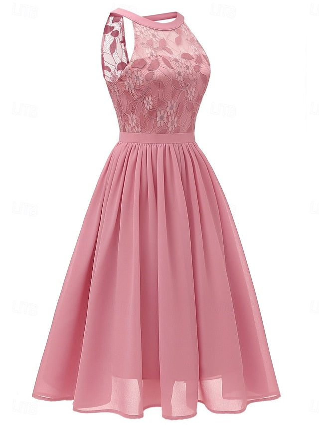 Women's Midi Dress Lace Dress Cocktail Dress Wedding Guest