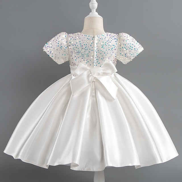Sleeve Toddler Wedding Girls' Sequin Dress Party Short