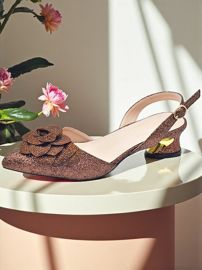 Evening Clutch Matching Glitter Slingback and Heels Women's